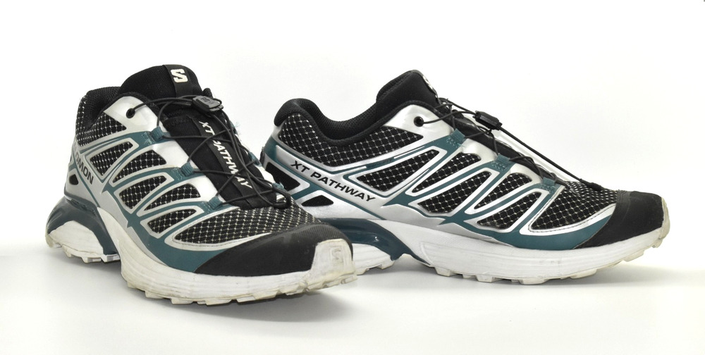 B0 Auth SALOMON XT PATHWAY Silver Metallic Hiking Sneaker Shoes 474390 Size 9.5